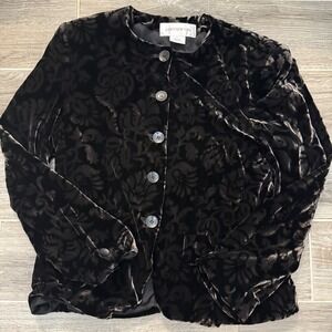 Jones New York.  Size 12.  Gorgeous Velvet Jacket.  Silk/Rayon‎ Blend Floral